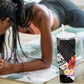 Caribbean American Heritage Month Tumbler With Handle Tribal Pattern Tropical Hibiscus Flower
