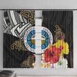 Caribbean American Heritage Month Window Curtain Tribal Pattern Tropical Hibiscus Flower