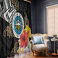 Caribbean American Heritage Month Window Curtain Tribal Pattern Tropical Hibiscus Flower