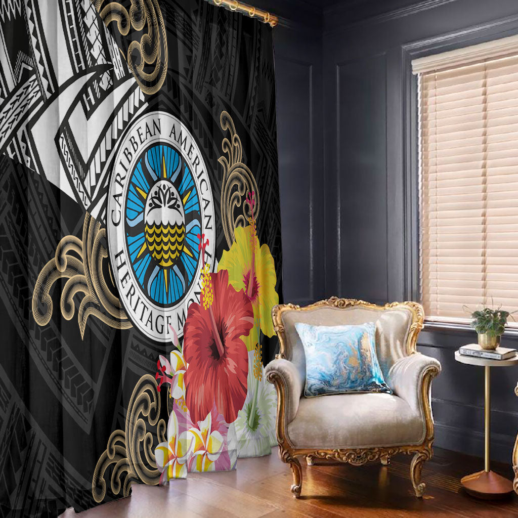 Caribbean American Heritage Month Window Curtain Tribal Pattern Tropical Hibiscus Flower