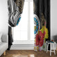 Caribbean American Heritage Month Window Curtain Tribal Pattern Tropical Hibiscus Flower