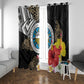 Caribbean American Heritage Month Window Curtain Tribal Pattern Tropical Hibiscus Flower
