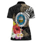Caribbean American Heritage Month Women Polo Shirt Tribal Pattern Tropical Hibiscus Flower