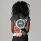 Caribbean American Heritage Month Women V-Neck T-Shirt Tribal Pattern Tropical Hibiscus Flower
