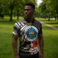 Caribbean American Heritage Month Zipper Polo Shirt Tribal Pattern Tropical Hibiscus Flower