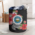 Caribbean American Heritage Month Laundry Basket Tropical Hibiscus Flower Tribal Tattoo