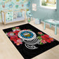 Caribbean American Heritage Month Area Rug Tropical Hibiscus Flower Tribal Tattoo