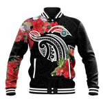 Caribbean American Heritage Month Baseball Jacket Tropical Hibiscus Flower Tribal Tattoo