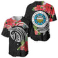 Caribbean American Heritage Month Baseball Jersey Tropical Hibiscus Flower Tribal Tattoo