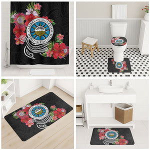 Caribbean American Heritage Month Bathroom Set Tropical Hibiscus Flower Tribal Tattoo