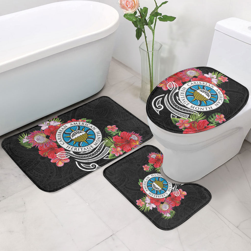 Caribbean American Heritage Month Bathroom Set Tropical Hibiscus Flower Tribal Tattoo