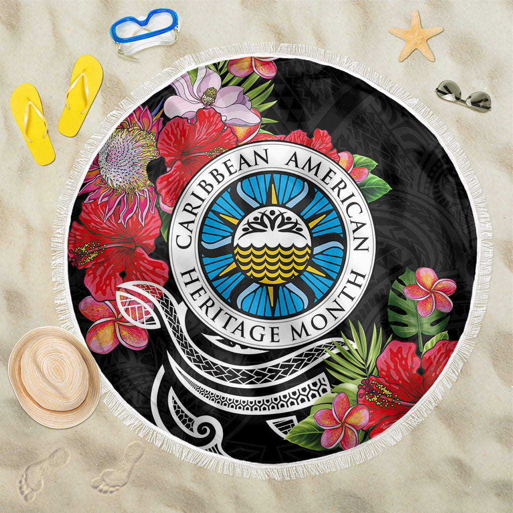 Caribbean American Heritage Month Beach Blanket Tropical Hibiscus Flower Tribal Tattoo