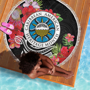 Caribbean American Heritage Month Beach Blanket Tropical Hibiscus Flower Tribal Tattoo