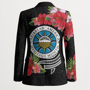 Caribbean American Heritage Month Blazer Tropical Hibiscus Flower Tribal Tattoo