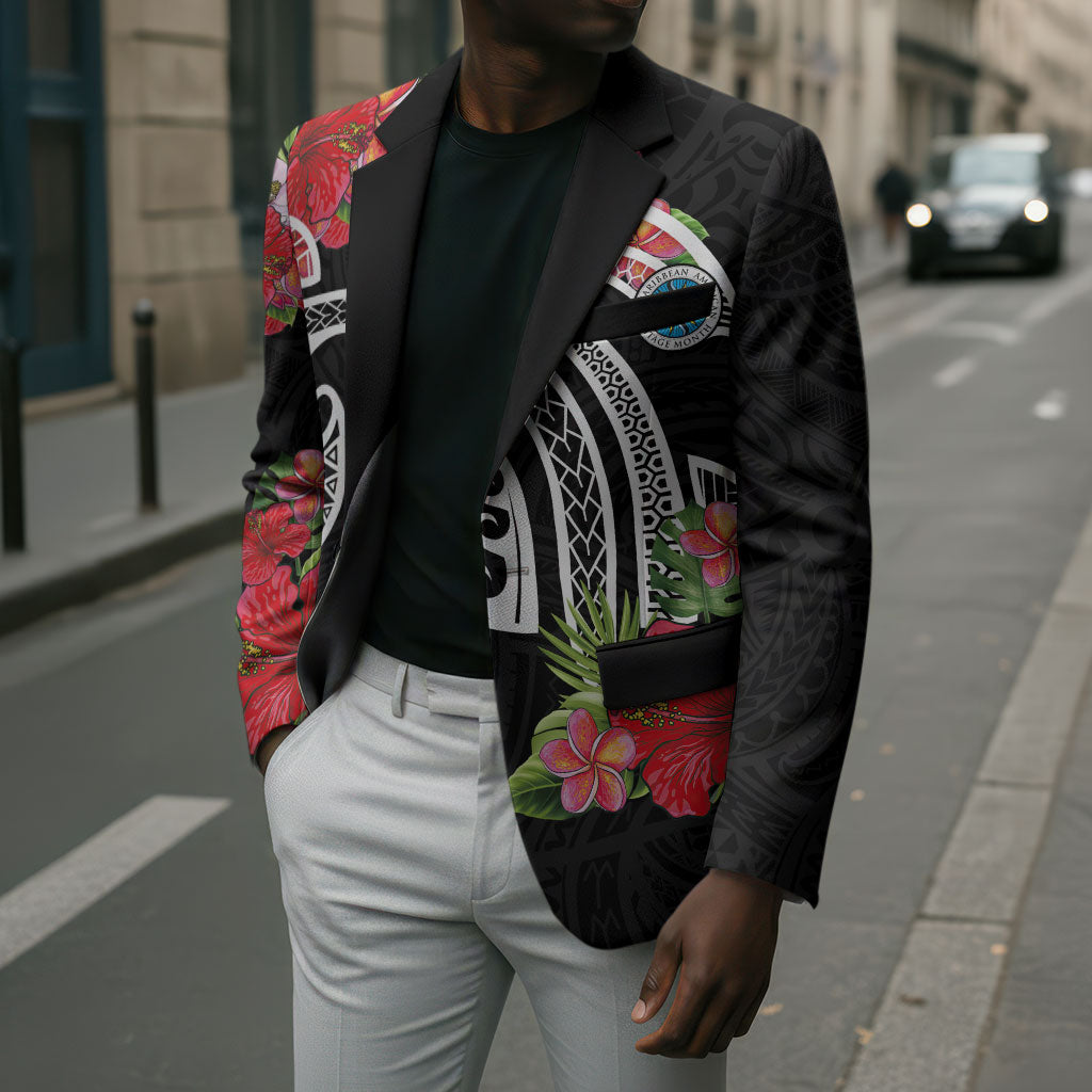 Caribbean American Heritage Month Blazer Tropical Hibiscus Flower Tribal Tattoo