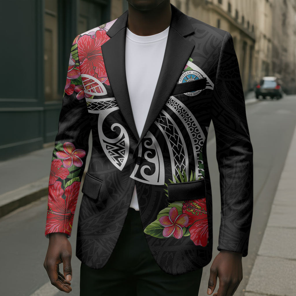 Caribbean American Heritage Month Blazer Tropical Hibiscus Flower Tribal Tattoo