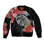 Caribbean American Heritage Month Bomber Jacket Tropical Hibiscus Flower Tribal Tattoo