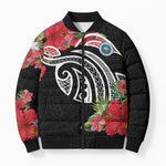 Caribbean American Heritage Month Bomber Puffer Jacket Tropical Hibiscus Flower Tribal Tattoo