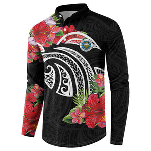 Caribbean American Heritage Month Button Sweatshirt Tropical Hibiscus Flower Tribal Tattoo