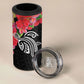 Caribbean American Heritage Month 4 in 1 Can Cooler Tumbler Tropical Hibiscus Flower Tribal Tattoo