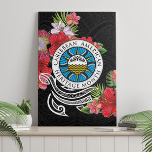 Caribbean American Heritage Month Canvas Wall Art Tropical Hibiscus Flower Tribal Tattoo