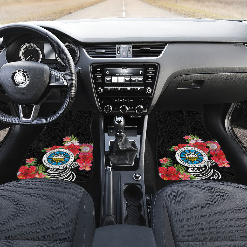 Caribbean American Heritage Month Car Mats Tropical Hibiscus Flower Tribal Tattoo