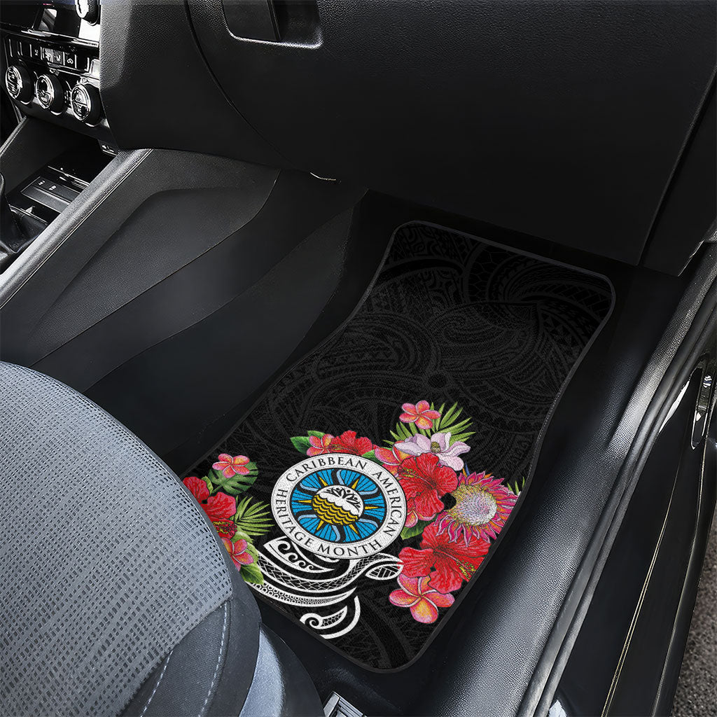 Caribbean American Heritage Month Car Mats Tropical Hibiscus Flower Tribal Tattoo