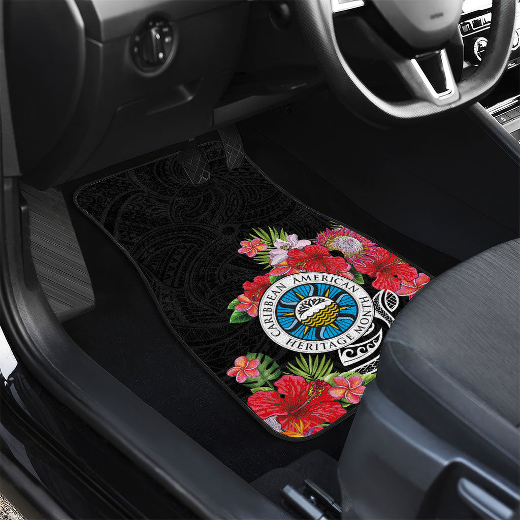 Caribbean American Heritage Month Car Mats Tropical Hibiscus Flower Tribal Tattoo