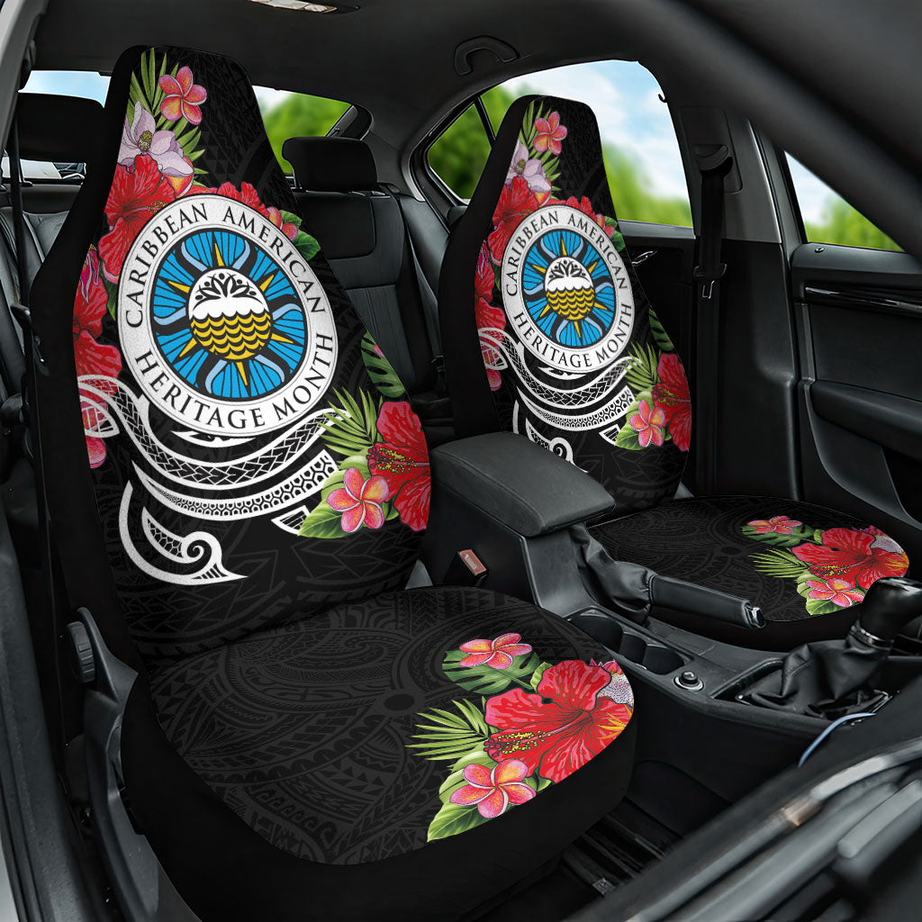 Caribbean American Heritage Month Car Seat Cover Tropical Hibiscus Flower Tribal Tattoo