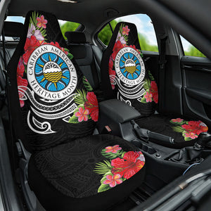 Caribbean American Heritage Month Car Seat Cover Tropical Hibiscus Flower Tribal Tattoo