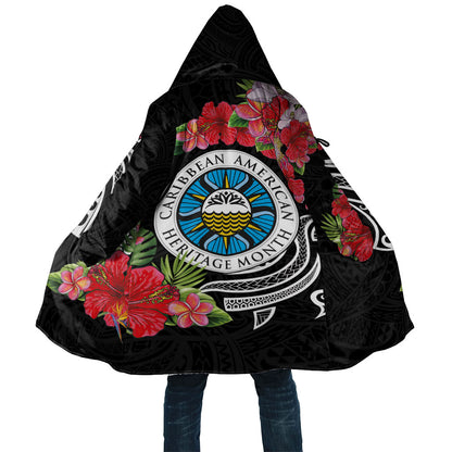 Caribbean American Heritage Month Cloak Tropical Hibiscus Flower Tribal Tattoo