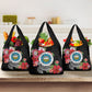 Caribbean American Heritage Month Grocery Bag Tropical Hibiscus Flower Tribal Tattoo