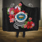 Caribbean American Heritage Month Hooded Blanket Tropical Hibiscus Flower Tribal Tattoo