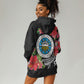Caribbean American Heritage Month Hoodie Dress Tropical Hibiscus Flower Tribal Tattoo
