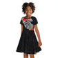 Caribbean American Heritage Month Kid Short Sleeve Dress Tropical Hibiscus Flower Tribal Tattoo