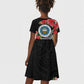 Caribbean American Heritage Month Kid Short Sleeve Dress Tropical Hibiscus Flower Tribal Tattoo