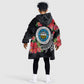 Caribbean American Heritage Month Kid Wearable Blanket Hoodie Tropical Hibiscus Flower Tribal Tattoo