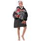 Caribbean American Heritage Month Kid Wearable Blanket Hoodie Tropical Hibiscus Flower Tribal Tattoo