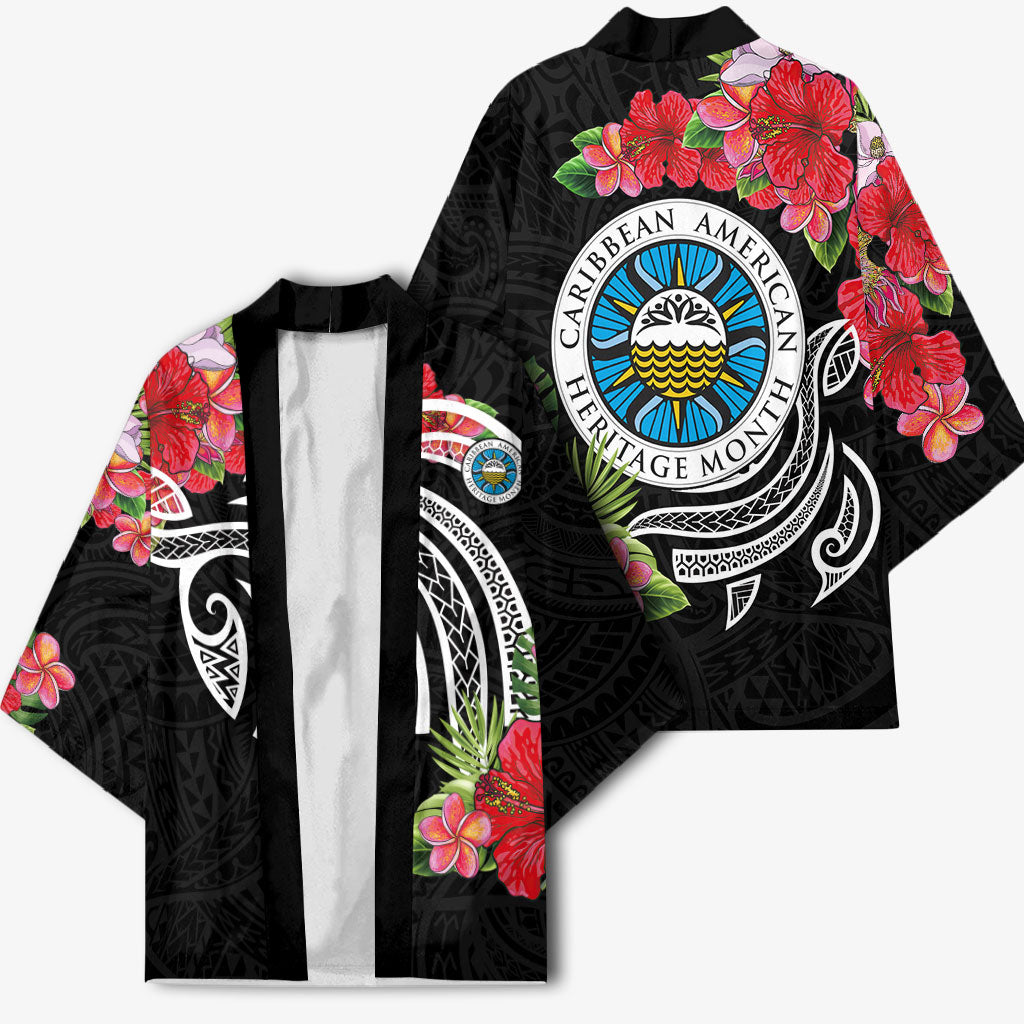 Caribbean American Heritage Month Kimono Tropical Hibiscus Flower Tribal Tattoo
