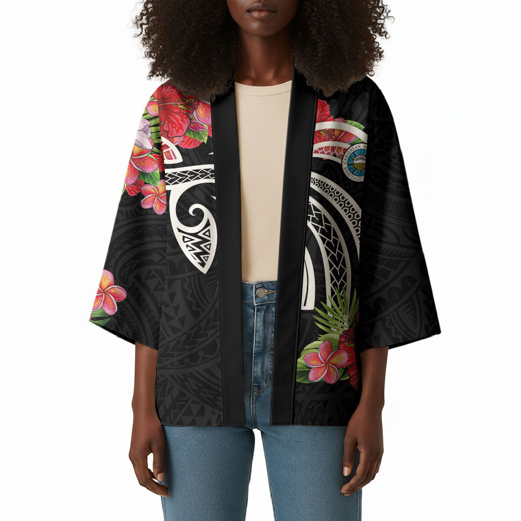 Caribbean American Heritage Month Kimono Tropical Hibiscus Flower Tribal Tattoo