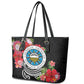 Caribbean American Heritage Month Leather Tote Bag Tropical Hibiscus Flower Tribal Tattoo