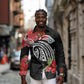 Caribbean American Heritage Month Long Sleeve Button Shirt Tropical Hibiscus Flower Tribal Tattoo