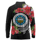 Caribbean American Heritage Month Long Sleeve Polo Shirt Tropical Hibiscus Flower Tribal Tattoo