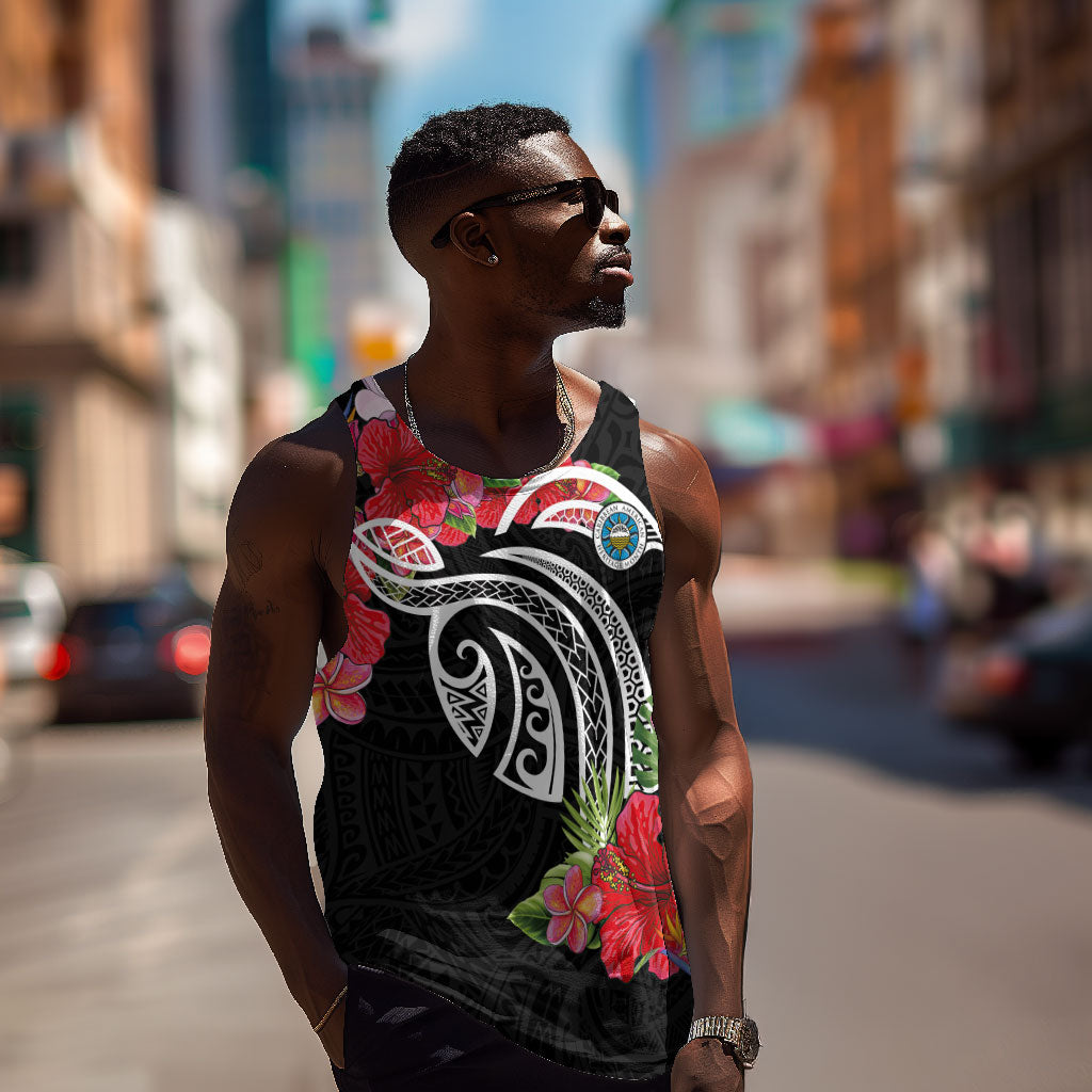 Caribbean American Heritage Month Men Tank Top Tropical Hibiscus Flower Tribal Tattoo