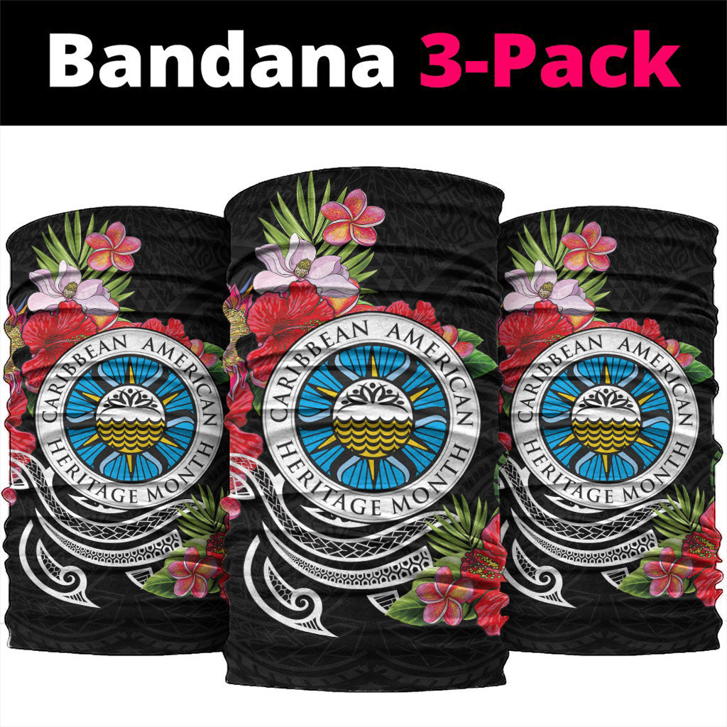 Caribbean American Heritage Month Neck Gaiter Tropical Hibiscus Flower Tribal Tattoo