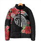 Caribbean American Heritage Month Padded Jacket Tropical Hibiscus Flower Tribal Tattoo