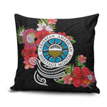 Caribbean American Heritage Month Pillow Cover Tropical Hibiscus Flower Tribal Tattoo