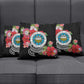 Caribbean American Heritage Month Pillow Cover Tropical Hibiscus Flower Tribal Tattoo