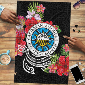 Caribbean American Heritage Month Puzzle Tropical Hibiscus Flower Tribal Tattoo