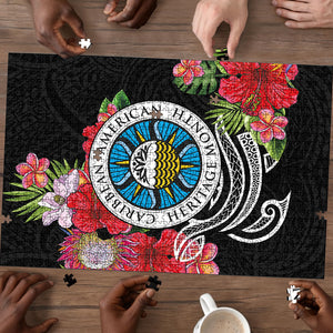 Caribbean American Heritage Month Puzzle Tropical Hibiscus Flower Tribal Tattoo